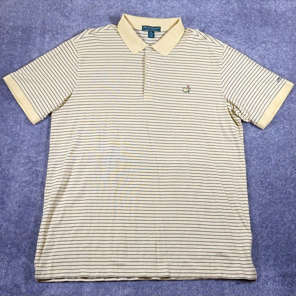 Masters Collection Polo Shirt Men's XXL Yellow Striped Pima Cotton Short Sleeve